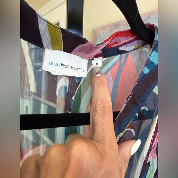 Bleu Rod Beattie Absolutely Fabulous Chiffon Cover Up Dress in Multi Size Medium - Picture 6 of 7